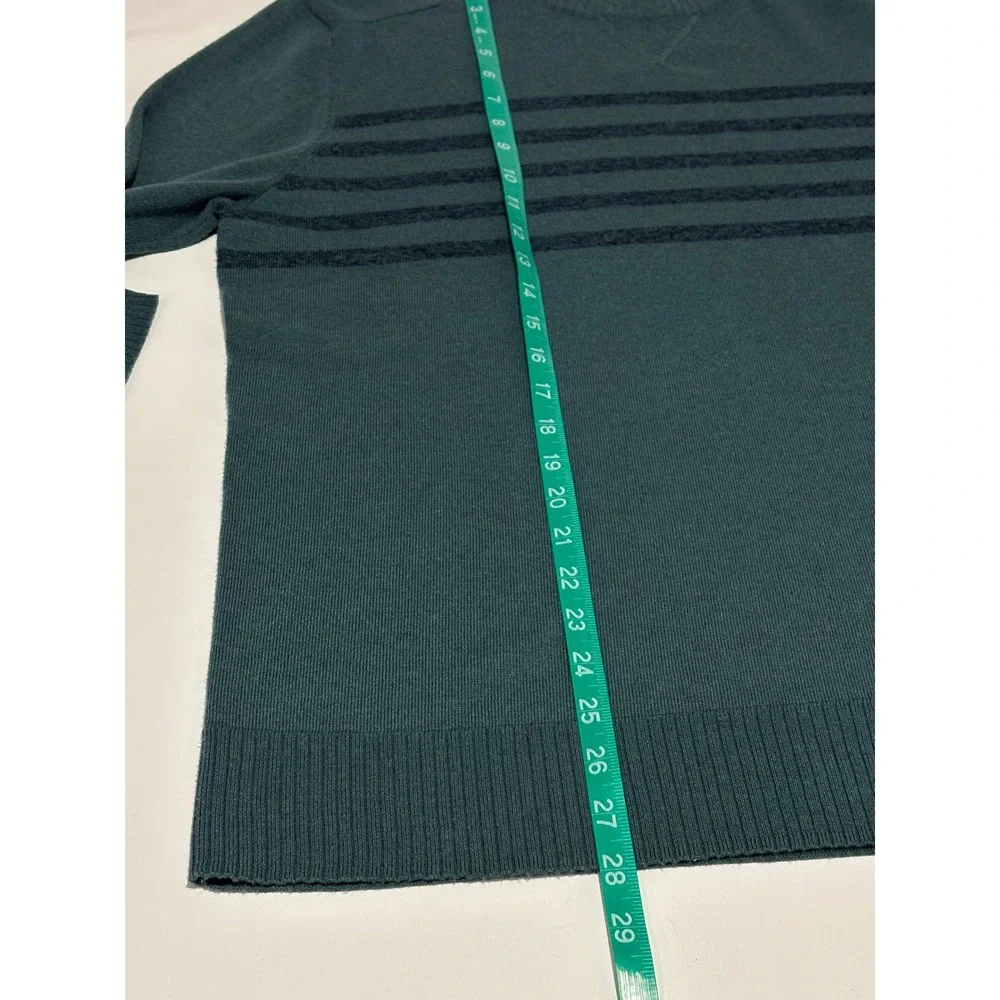 Smartwool Sweater‎ Men L Teal Green Merino Wool Striped Crew Neck Long Sleeve